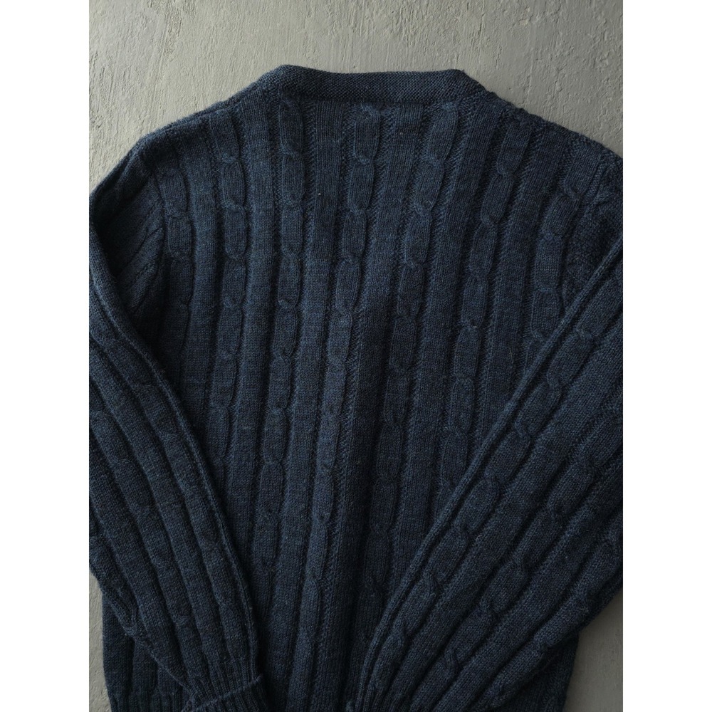 Vintage 1960s Jantzen Country Squire Worsted Wool Cable Knit Cardigan Sweater M - Picture 6 of 11